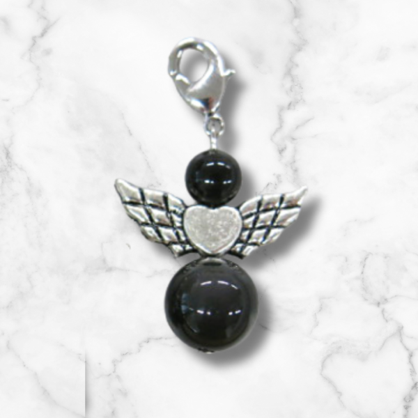 Angel Obsidian schwarz Charms Anhänger Engel Schutzengel