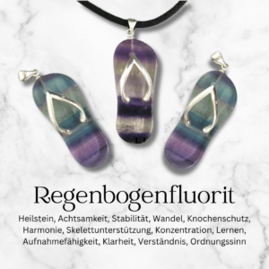 Regenbogenfluorit Anhänger Flip Flop