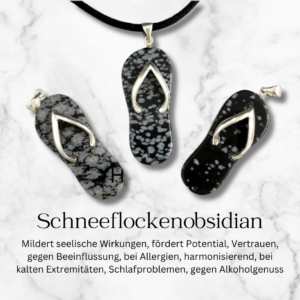 Schneeflocken Obsidian Flip Flop Anhänger