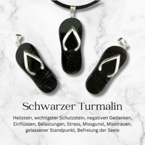 Schwarzer Turmalin Anhänger Flip Flop